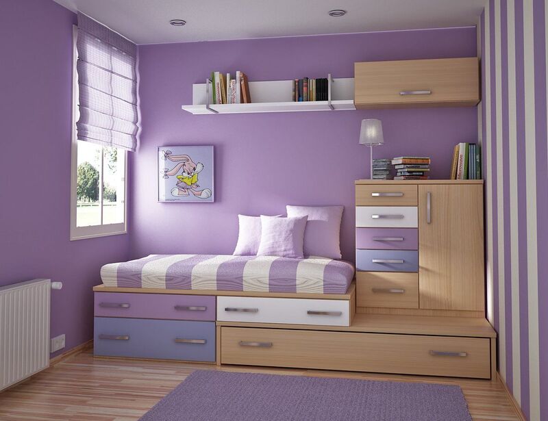 trang trí phòng ngủ màu tím pastel
