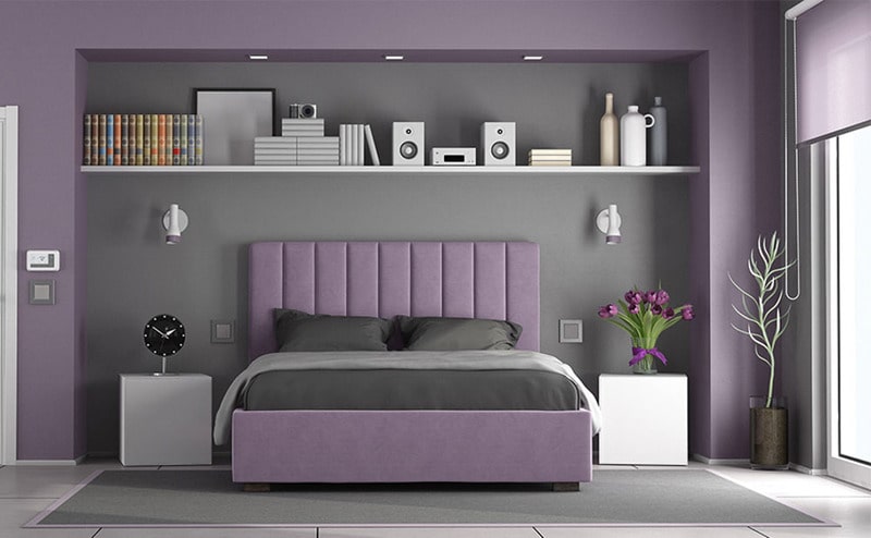 sơn phòng ngủ màu tím pastel