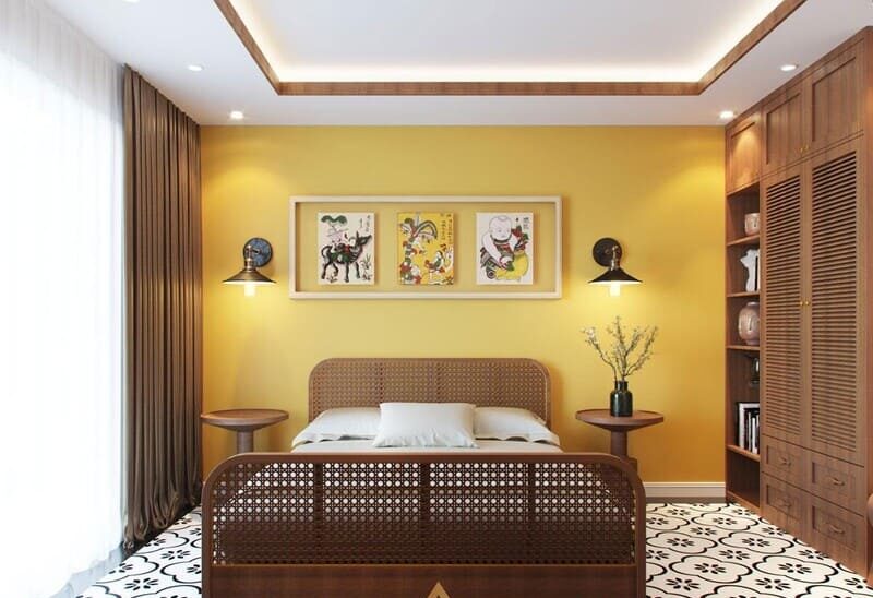 sơn phòng ngủ màu vàng nhạt